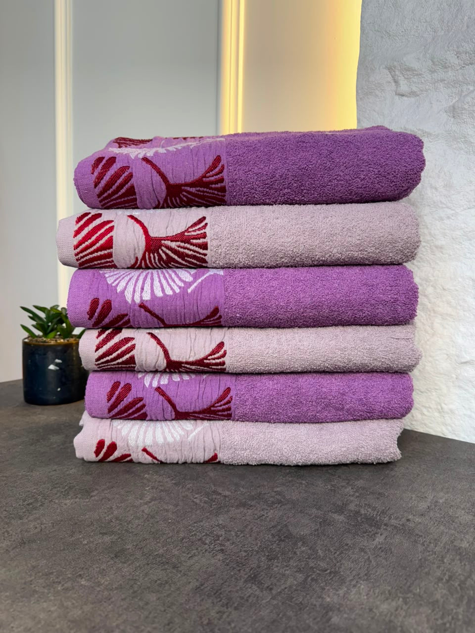 Pack de 06 serviettes palmier 70 sur 140 cm